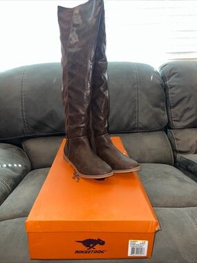 Rocket Dog Women’s 9 Marsh Rescue Tall Brown Leather Over-the-Knee Boots